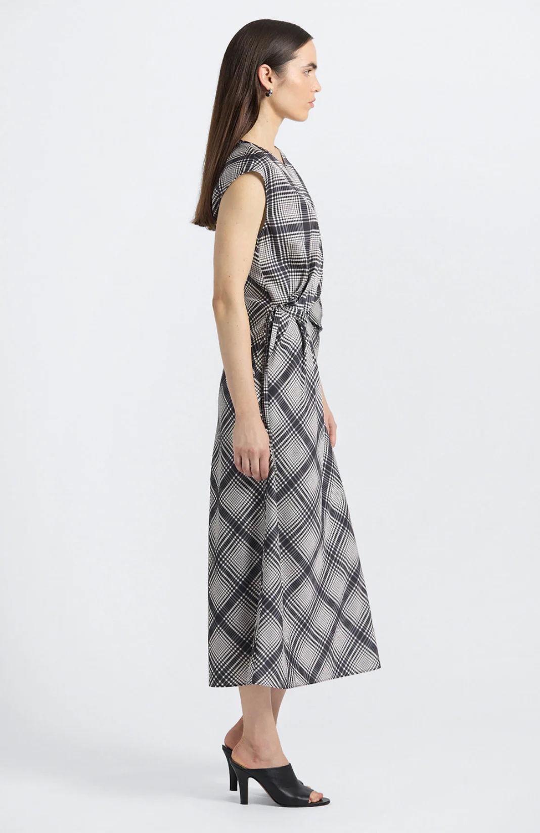 Adelita Lattice Drift Crepe Back Satin Dress - Image 2