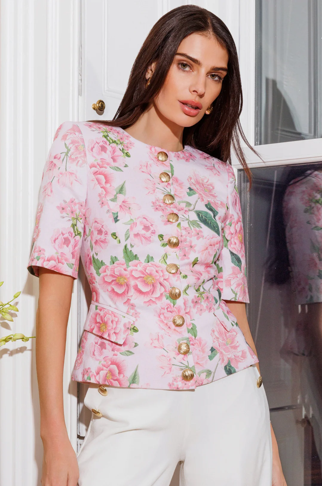 Adriana Floral Linen Jacket - Image 2