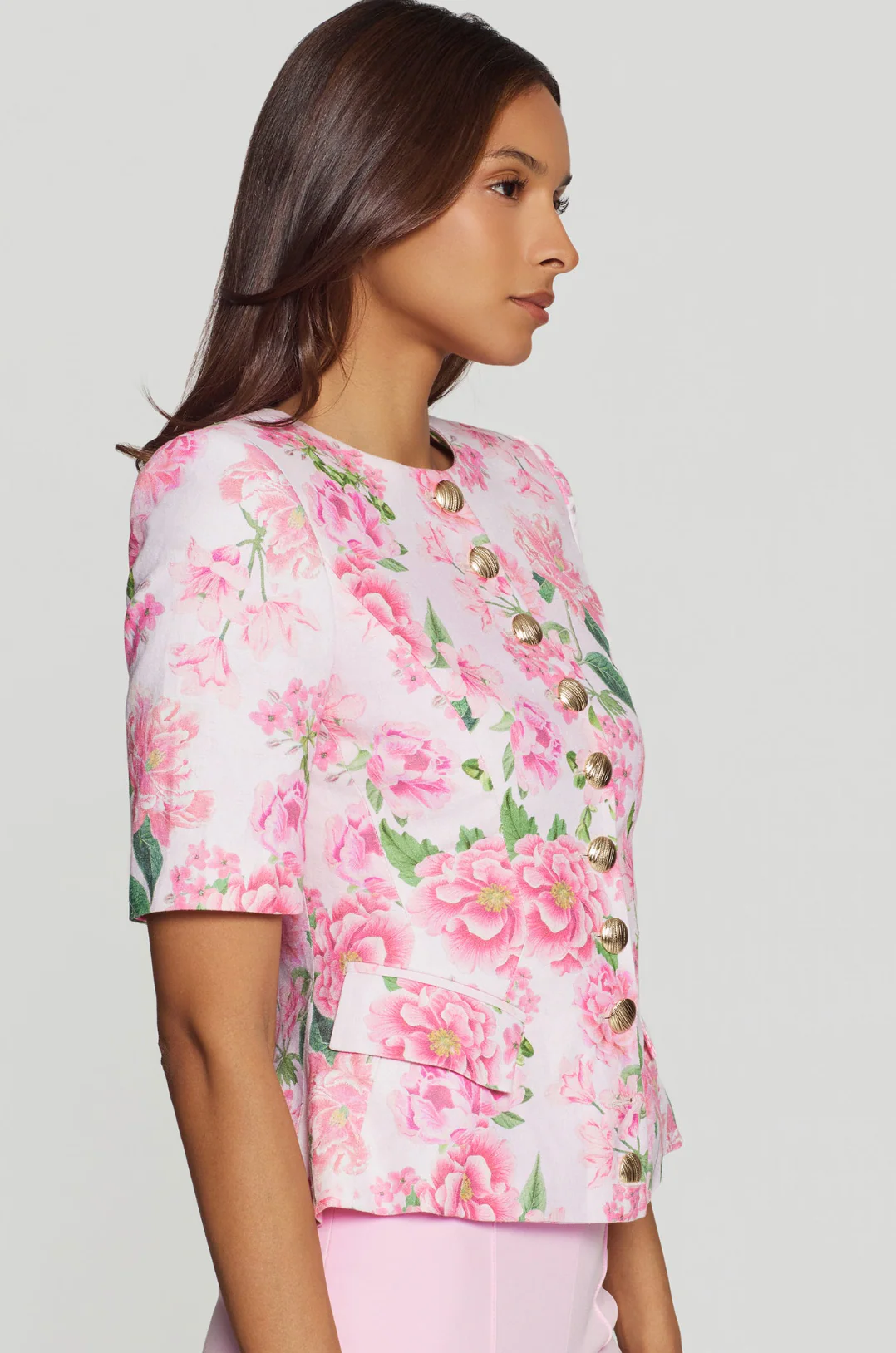 Adriana Floral Linen Jacket - Image 3