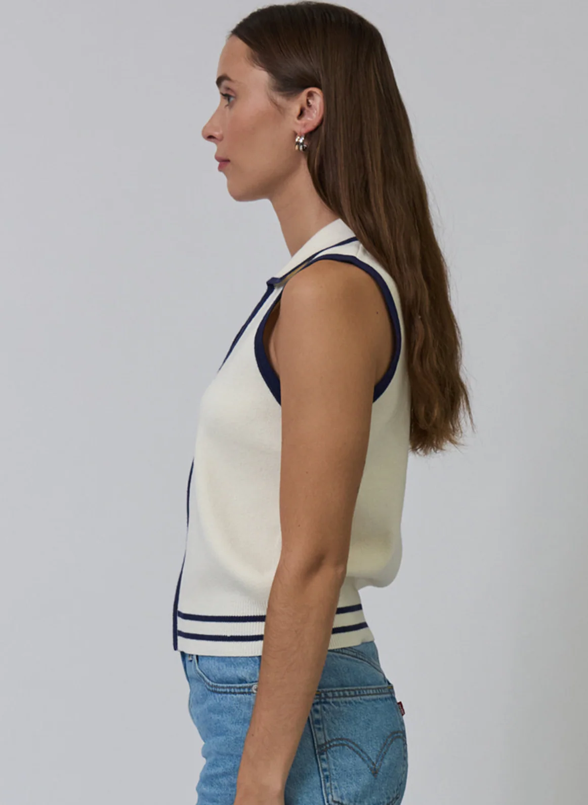 Allie Sleeveless Collared Zip Up - Image 2