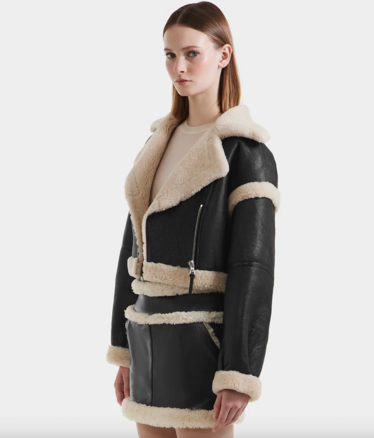Arianna Cropped Shearling Jacket - Image 3