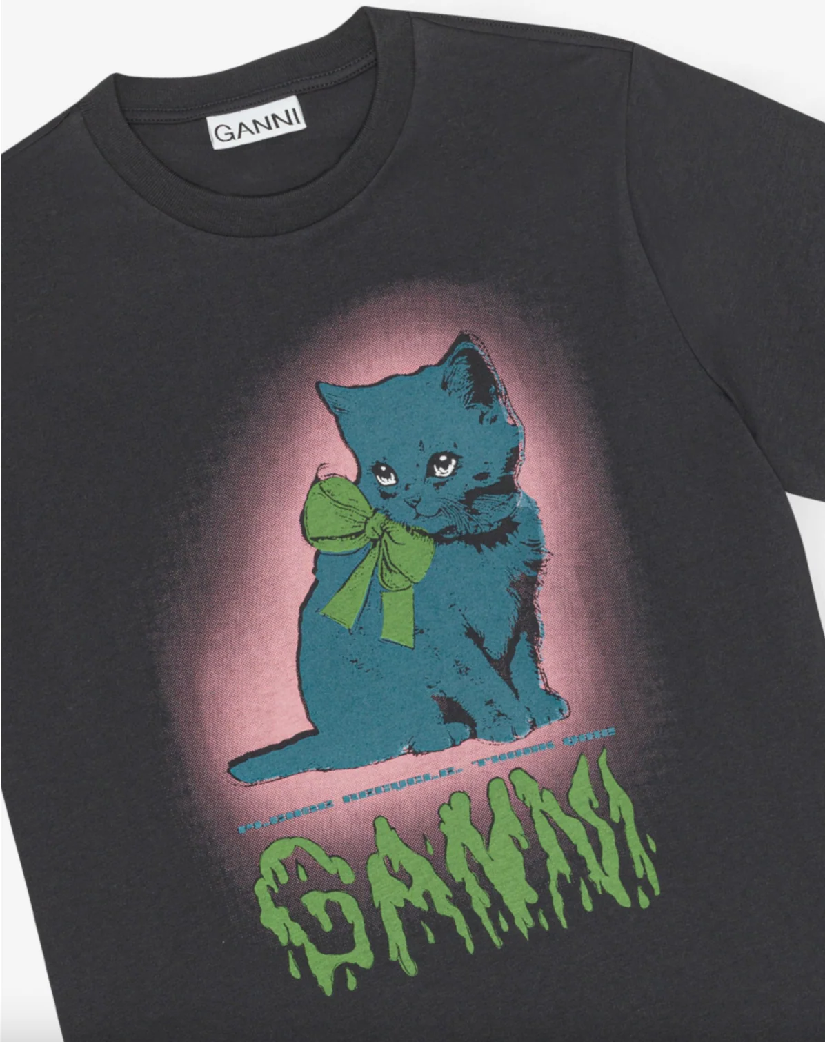 Basic Cotton Jersey Neon Kitty T-Shirt - Image 2