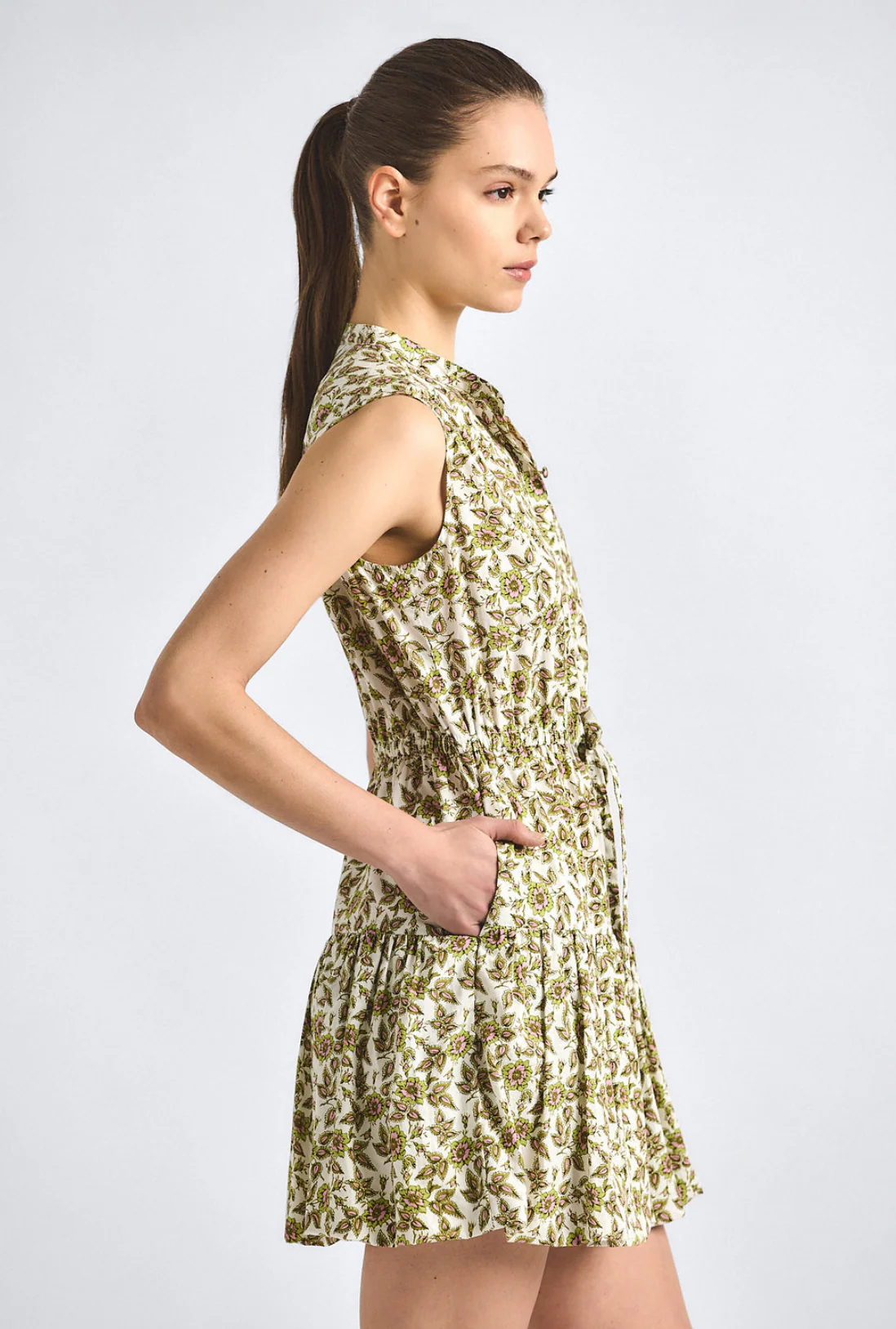 Briar Printed Cotton Button Front Dress with Bubble Hem - Image 3
