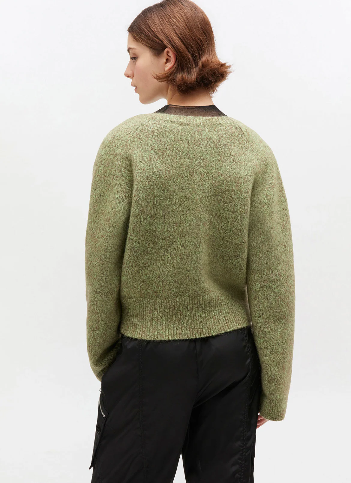 Brushed Mohair Mix Deep V-Neck - Image 3
