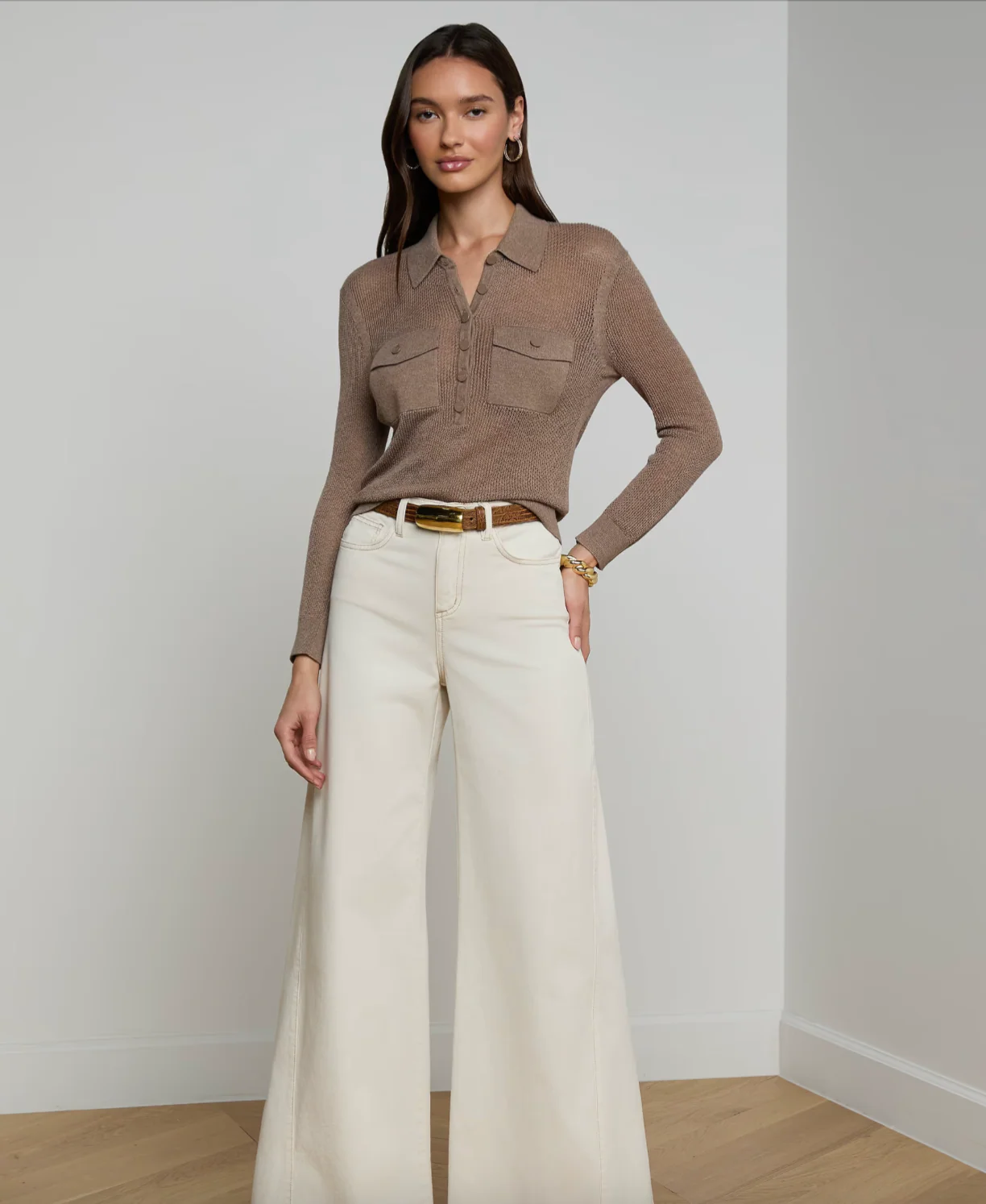 Carine Pointelle Collared Sweater - Image 2