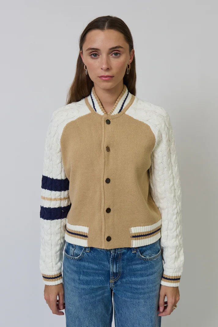 Chloe Cable Sleeve Knit Bomber - Image 2