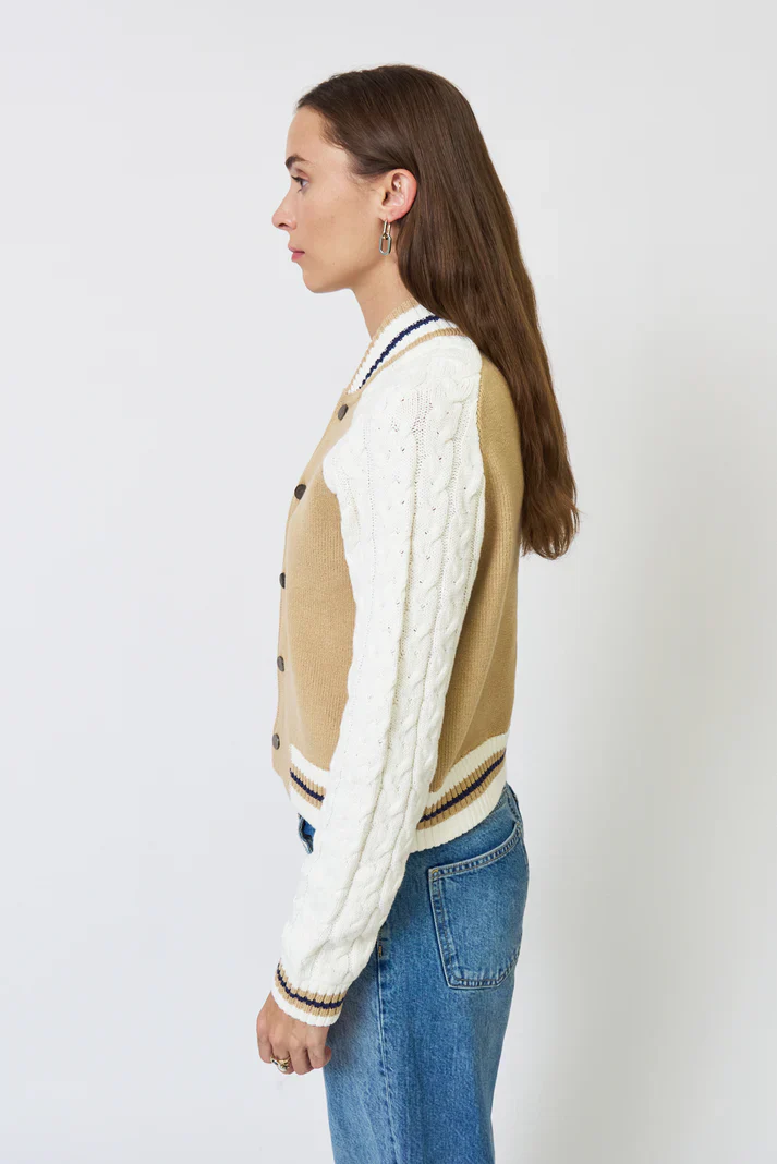 Chloe Cable Sleeve Knit Bomber - Image 3