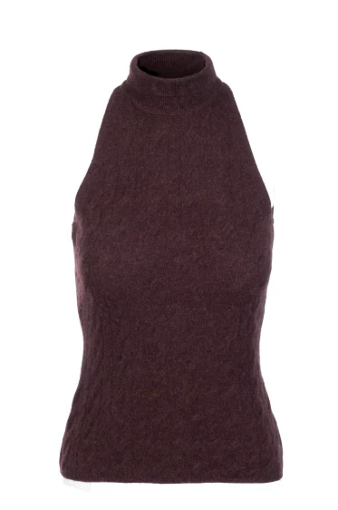 Coastal Cashmere Sleeveless Cable Turtleneck - Image 2