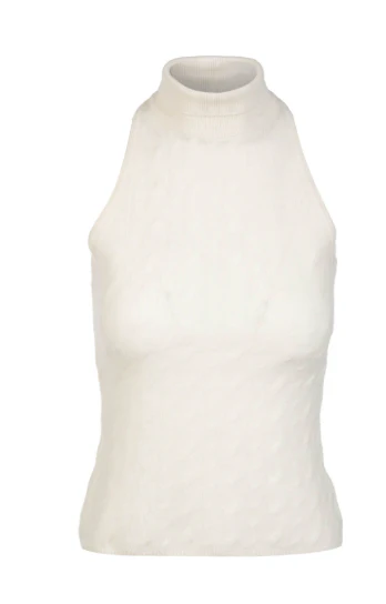 Coastal Cashmere Sleeveless Cable Turtleneck - Image 3
