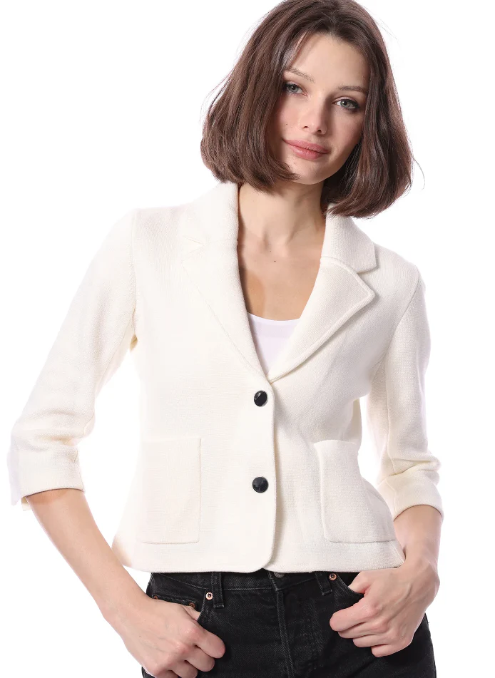 Cotton Blend Shrunken Blazer - Image 3