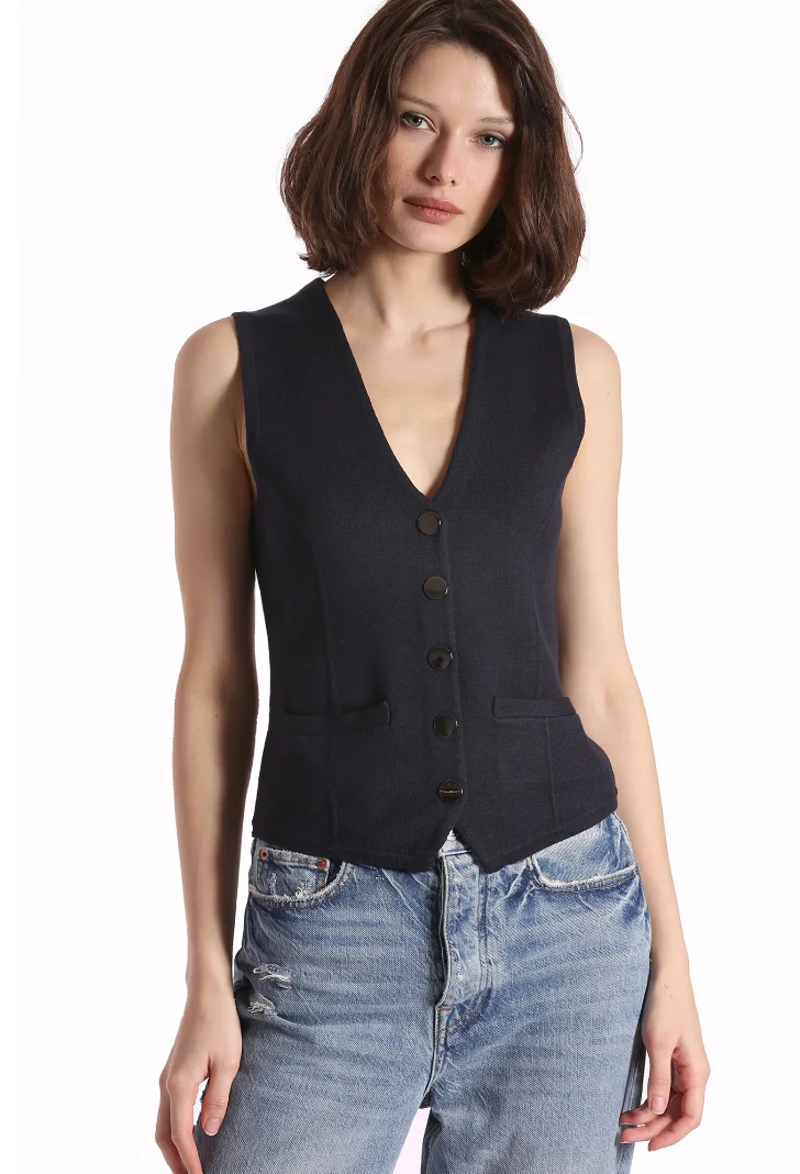 Cotton Blend Vest with Snaps - Image 3