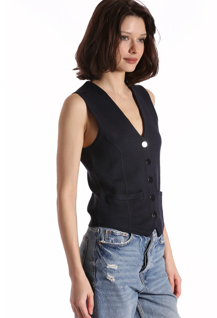 Cotton Blend Vest with Snaps - Image 5