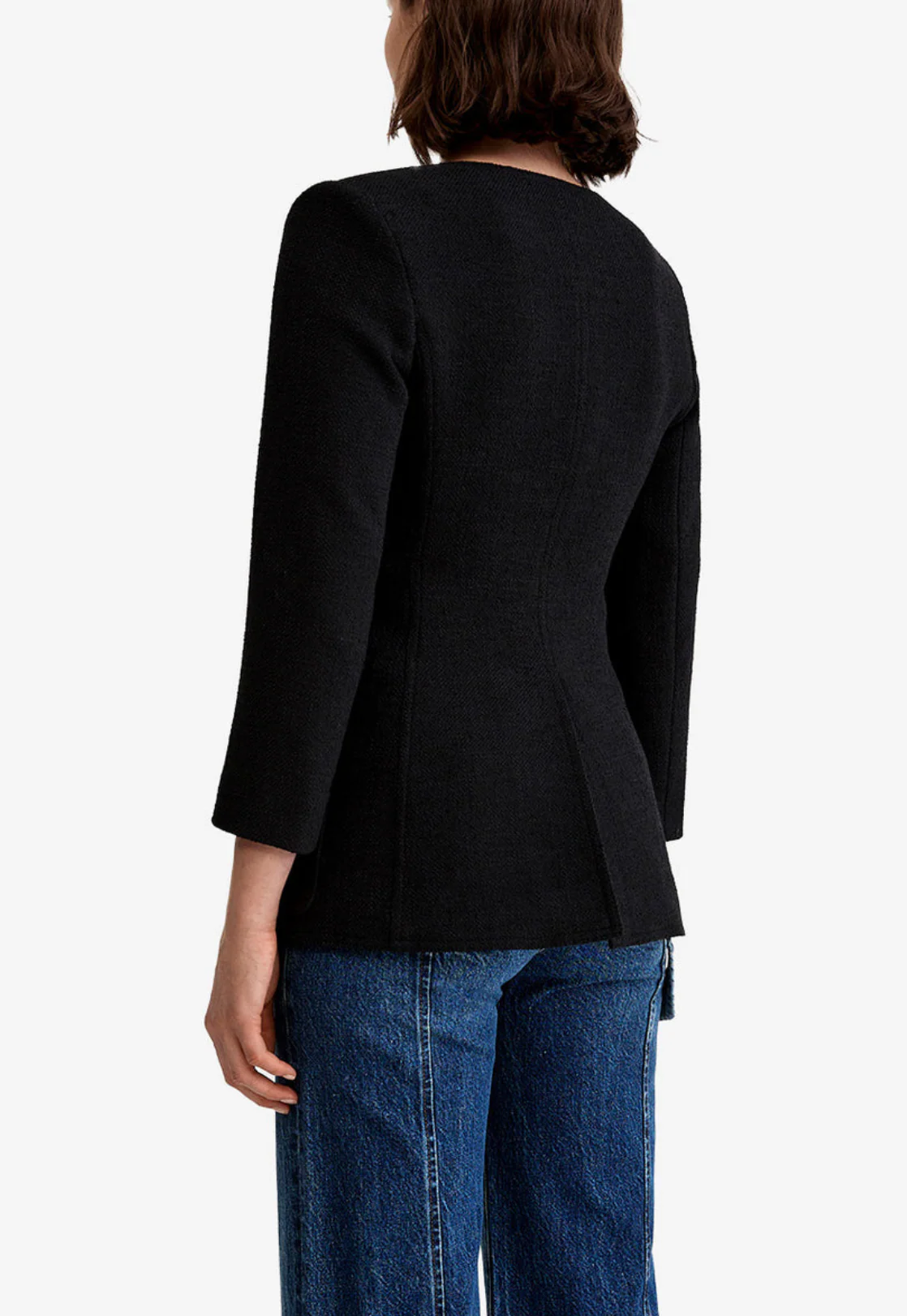 Crop Sleeve Portrait Neck Blazer - Image 3