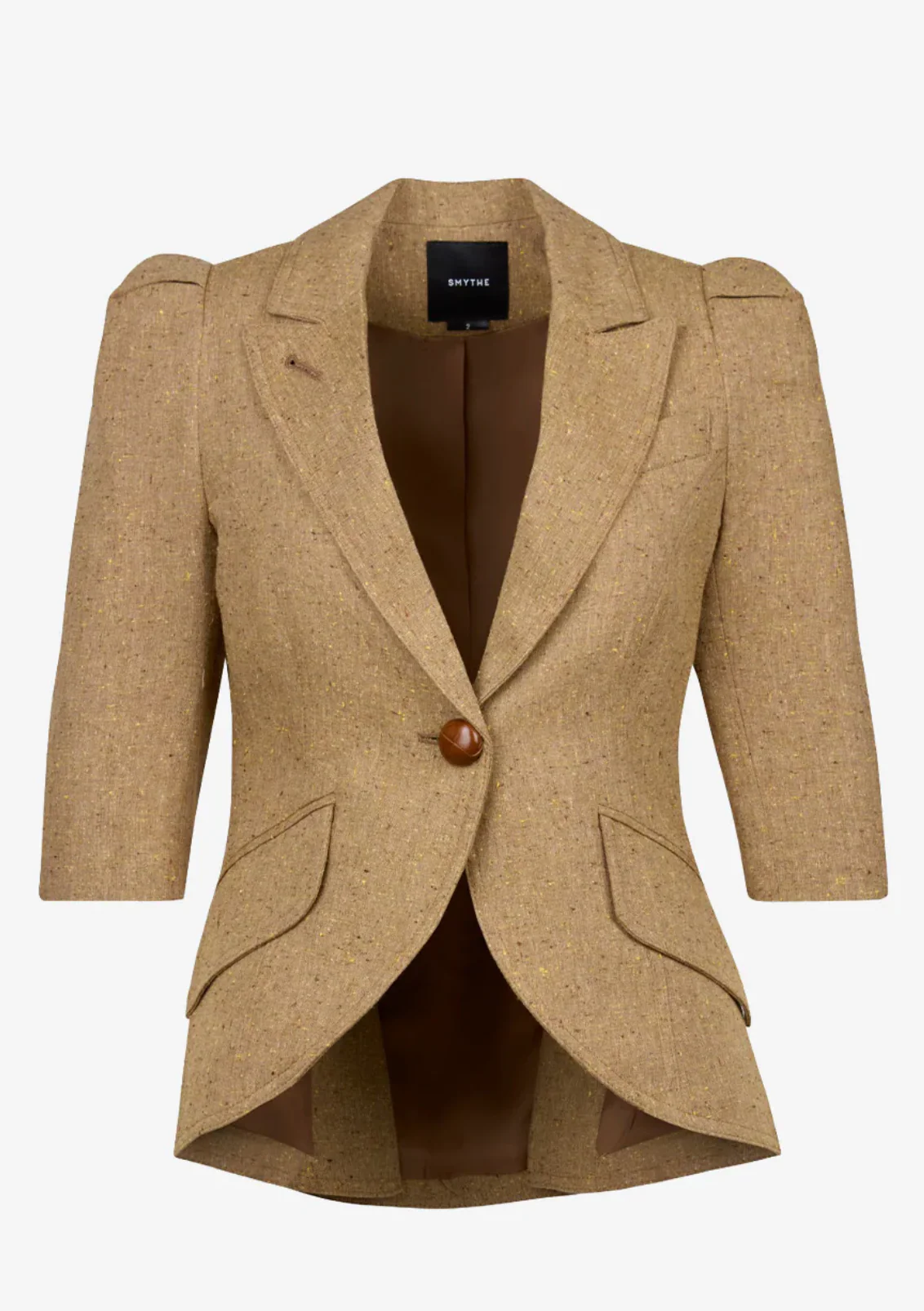 Crop Sleeve Pouf One Button Blazer - Image 4