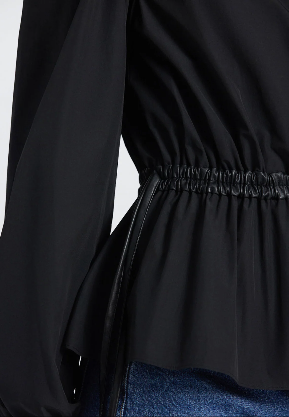 Dominica Leather Trim Poly Cotton Poplin Top - Image 4