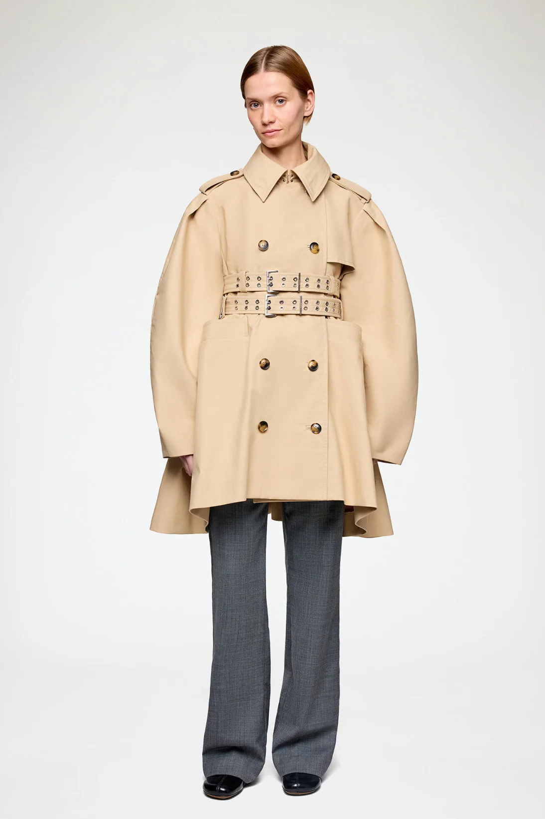 Double Cotton Peplum Trench - Image 2