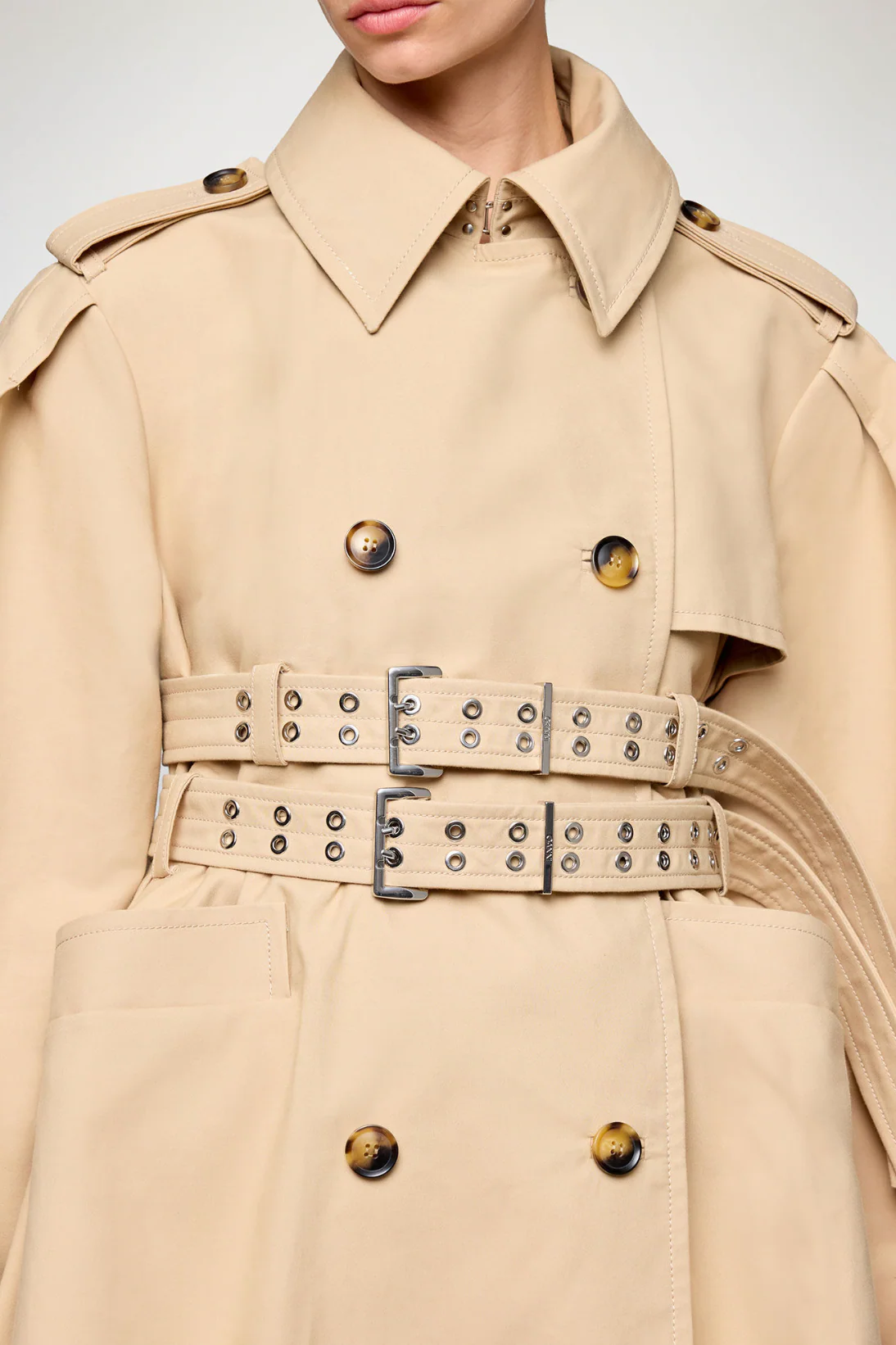 Double Cotton Peplum Trench - Image 3