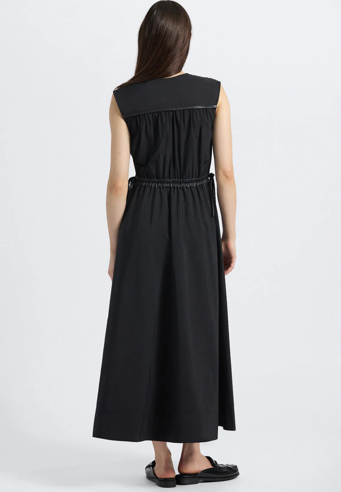 Eros Leather Trim Poly Cotton Poplin Dress - Image 3