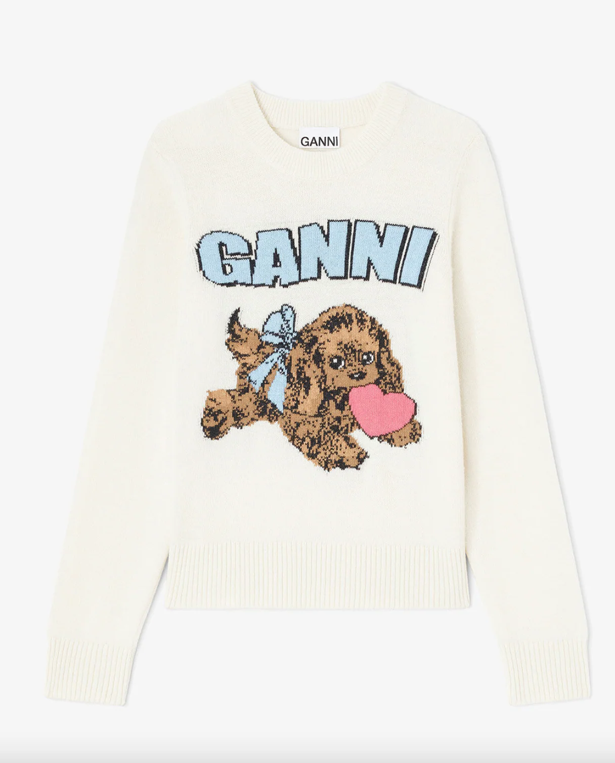 Graphic Wool Mix Fluffy Puppy Love Crewneck - Image 4