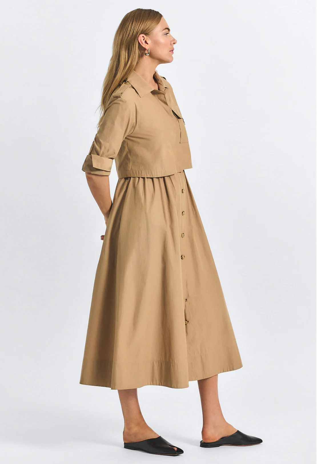 Janine Poly Cotton Poplin Trench Dress - Image 3