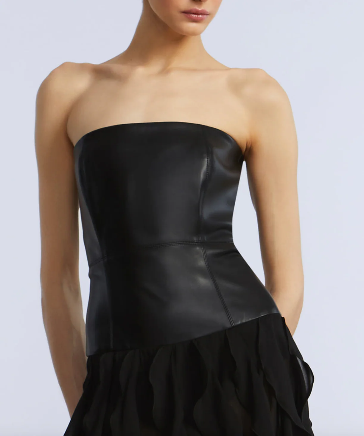 Leather Chiffon Dress - Image 3
