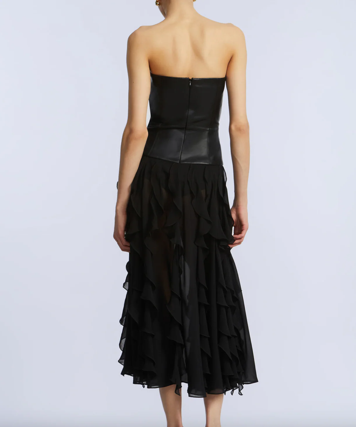 Leather Chiffon Dress - Image 4