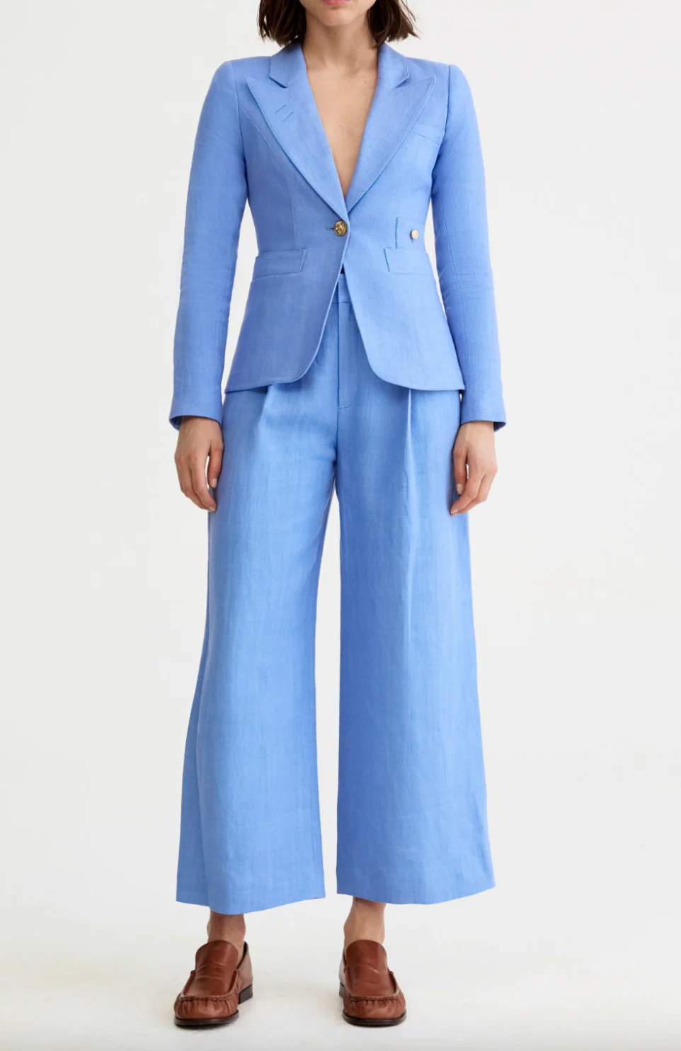 Linen Cropped Pleated Trouser - Image 5