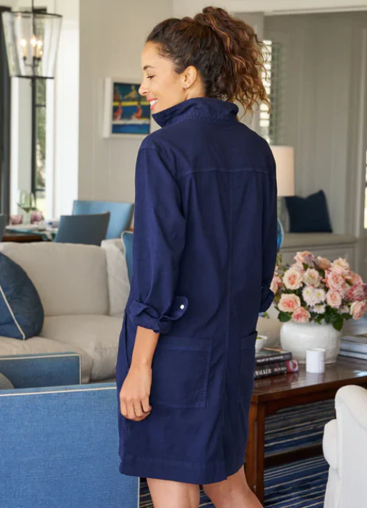 Long Sleeve Playsuit Dress in Linen - Image 3