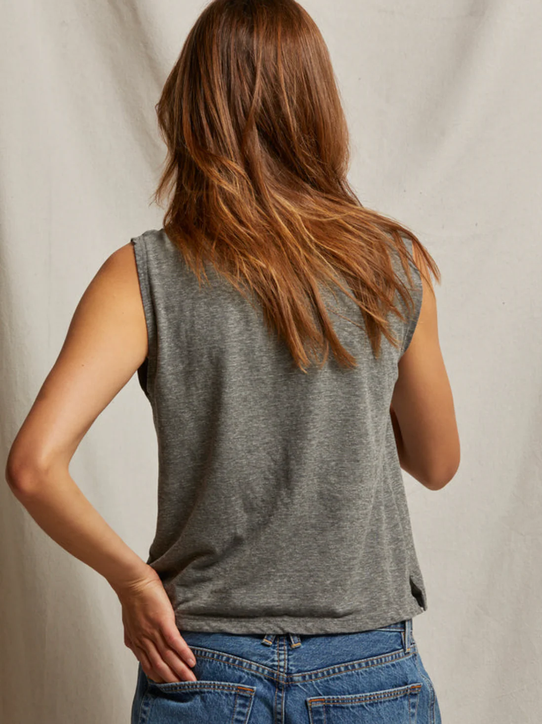 Margot Cotton Sleeveless V Neck Tee - Image 4