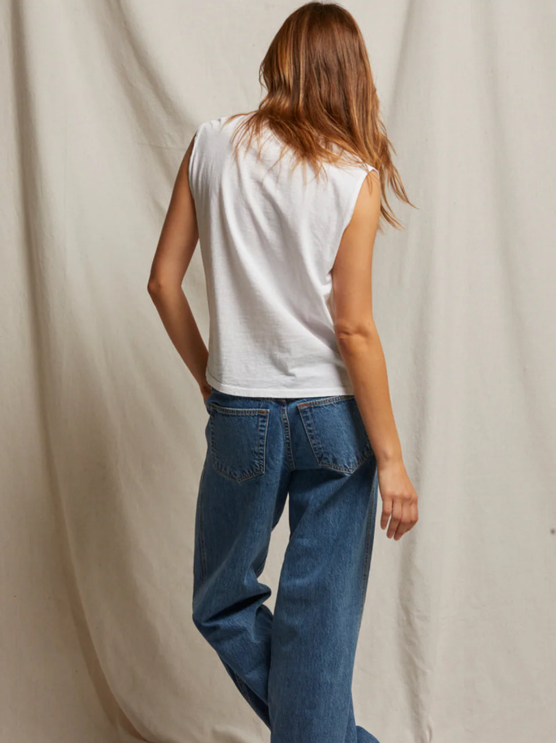 Margot Cotton Sleeveless V Neck Tee - Image 8