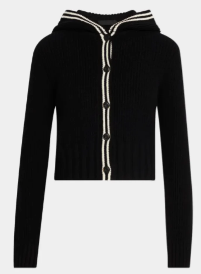 Merino Wool Blend Hooded Cardigan - Image 2