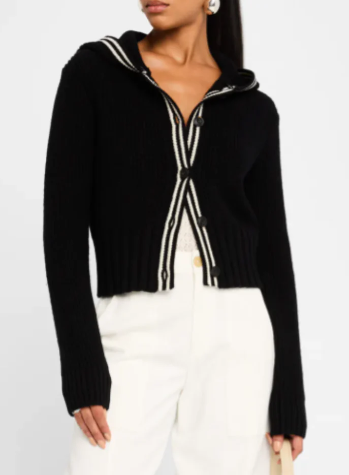 Merino Wool Blend Hooded Cardigan - Image 3