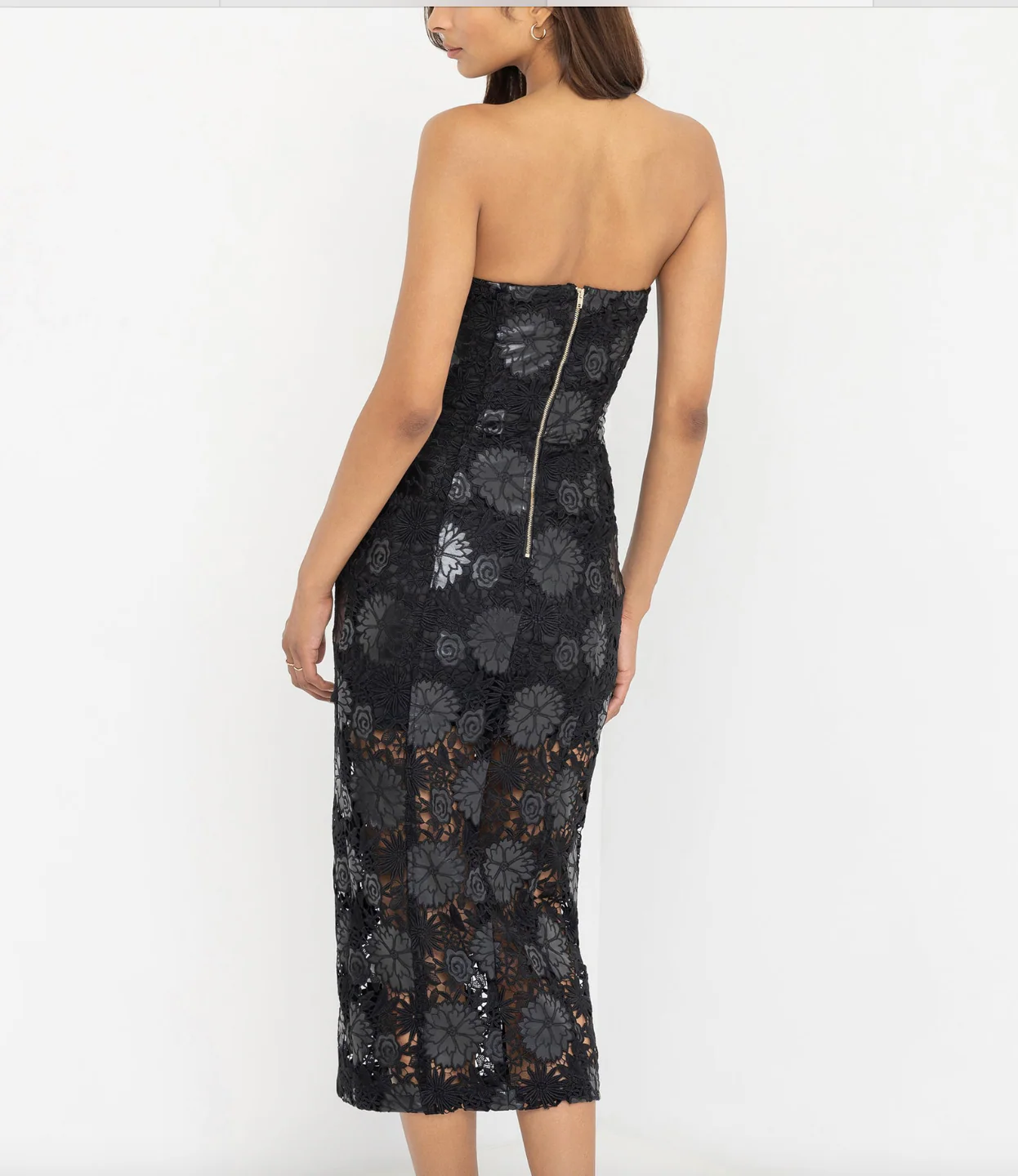 Misha Vegan Leather Guipure Midi Dress - Image 4