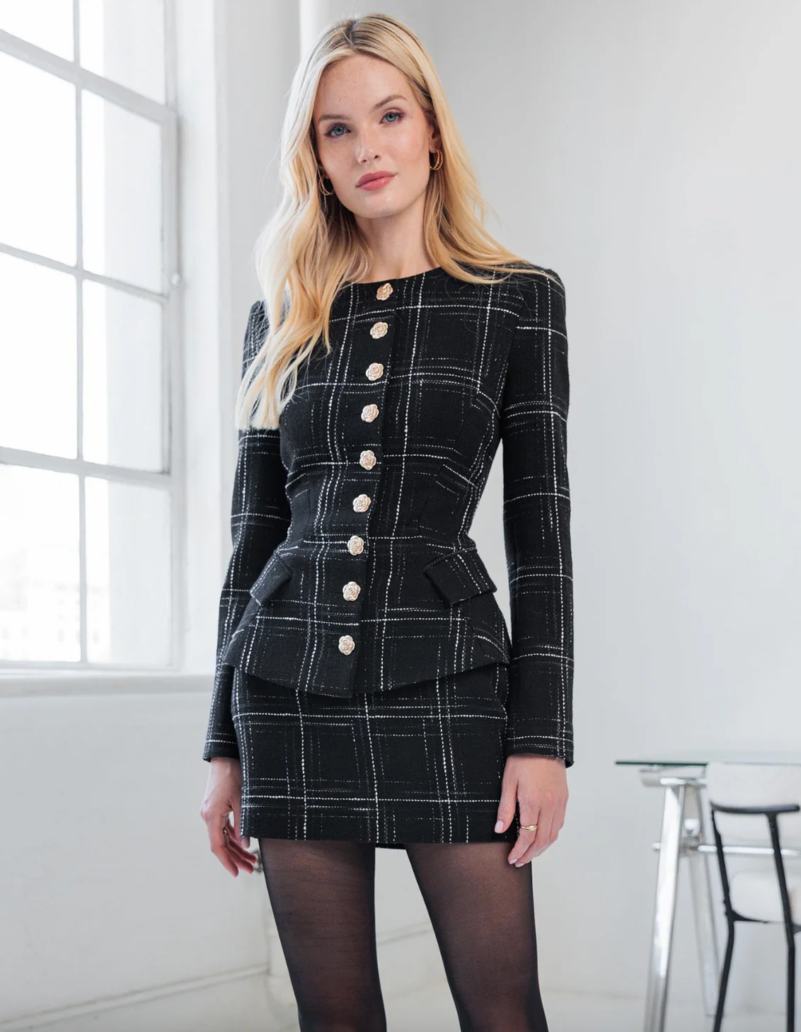 Ophelia Windowpane Tweed Jacket - Image 3