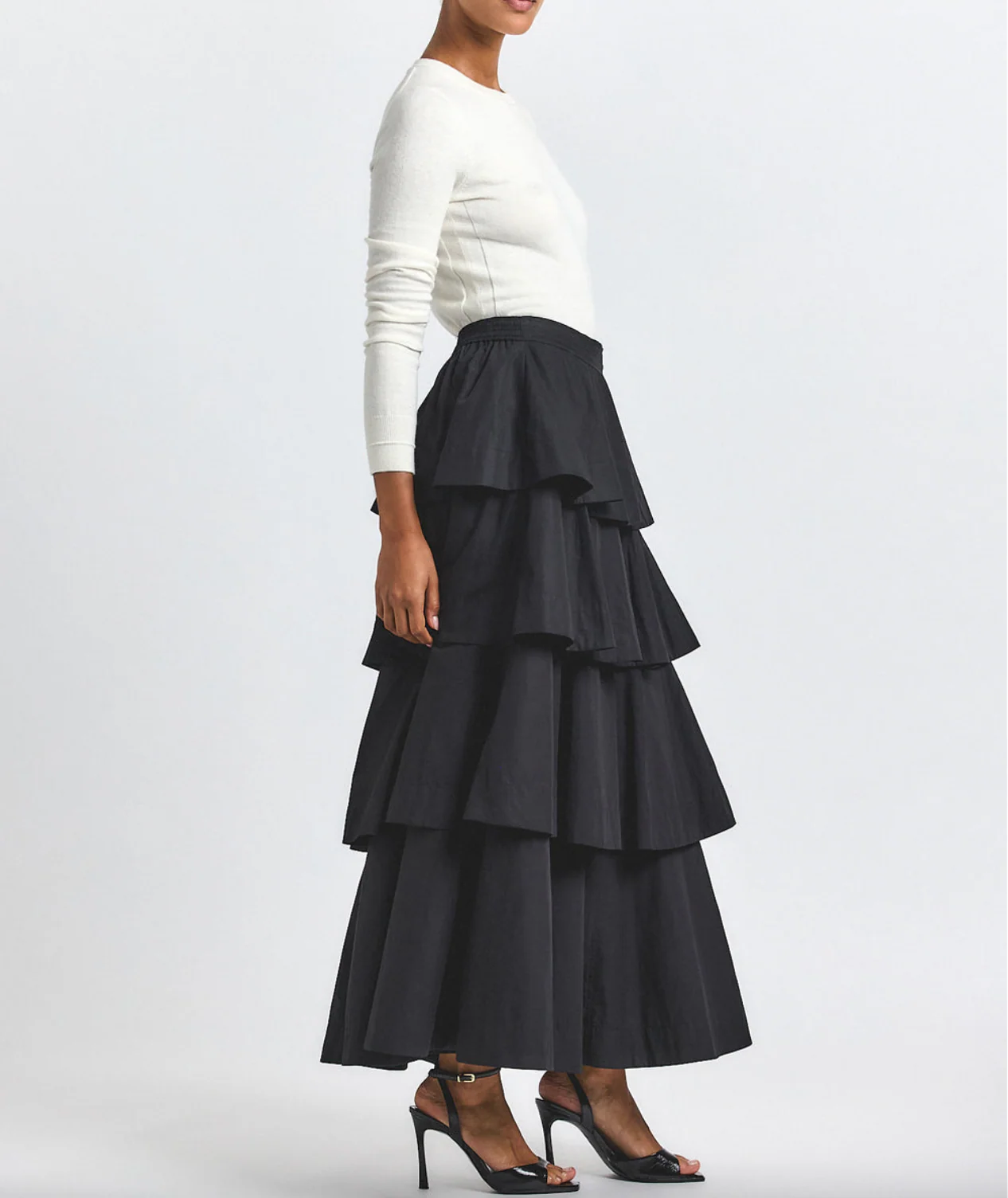 Perla Cotton Poly Tiered Ruffle Skirt - Image 2