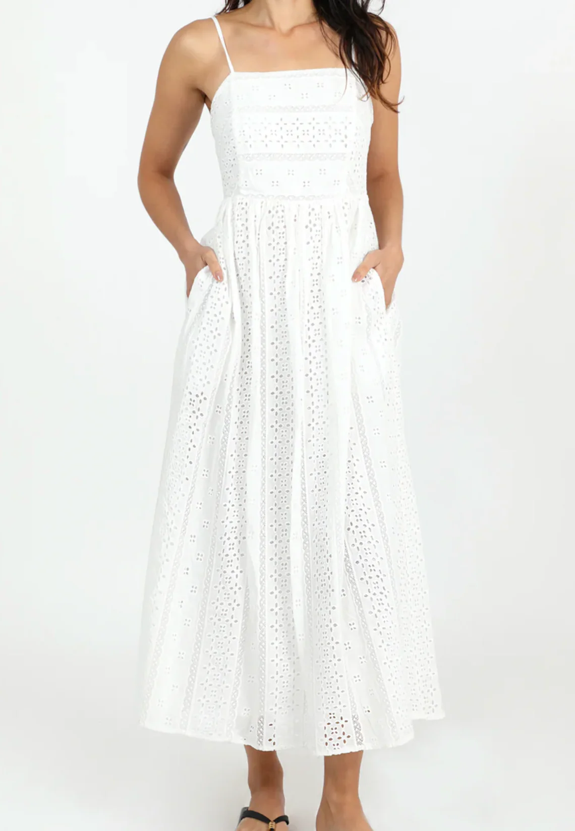 Portia Cotton Eyelet Midi Dress - Image 4