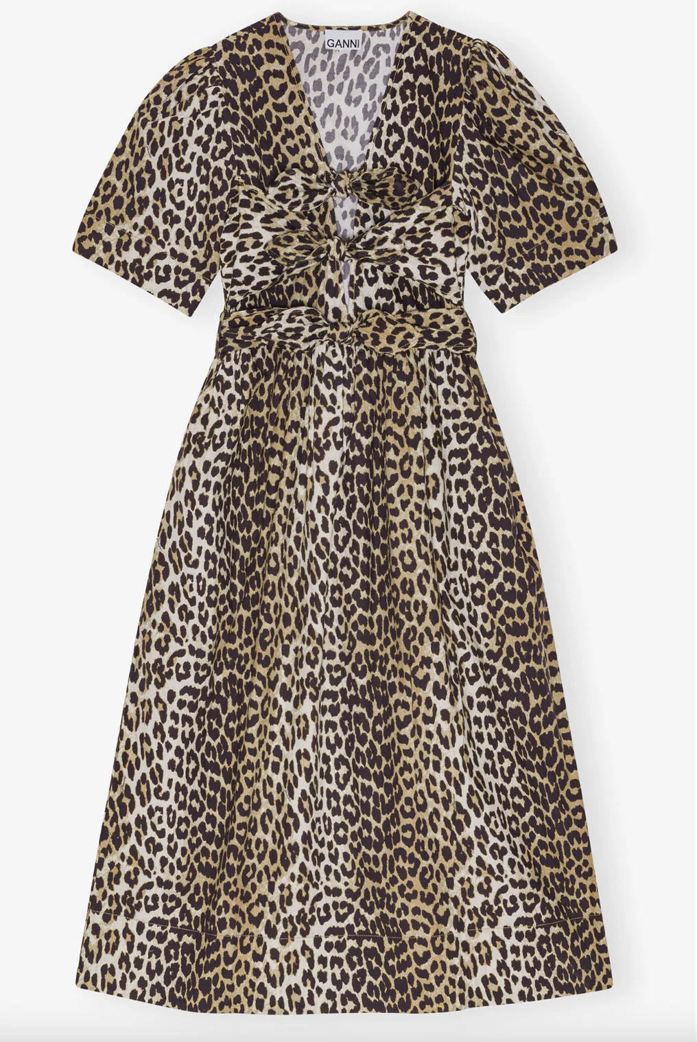 Printed Cotton Tie Strap Midi Dress - Image 5