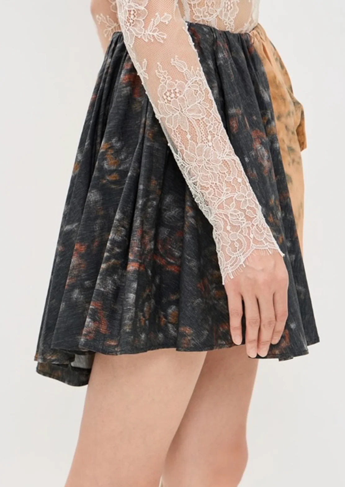 Printed Stretch Cotton Draped Mini Skirt - Image 3