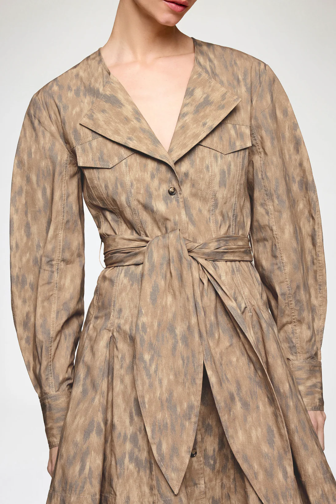 Printed Stretch Cotton Mini Shirt Dress - Image 2