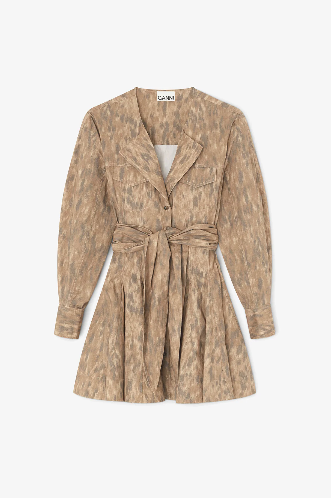 Printed Stretch Cotton Mini Shirt Dress - Image 4