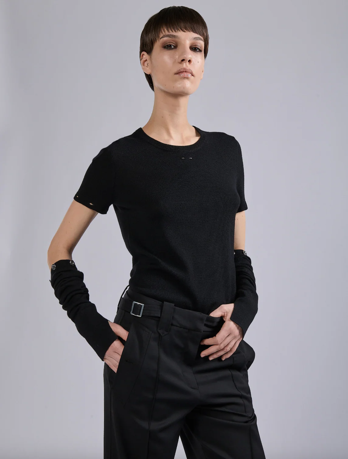 Rivet Detail Long Sleeve Knit Top - Image 3