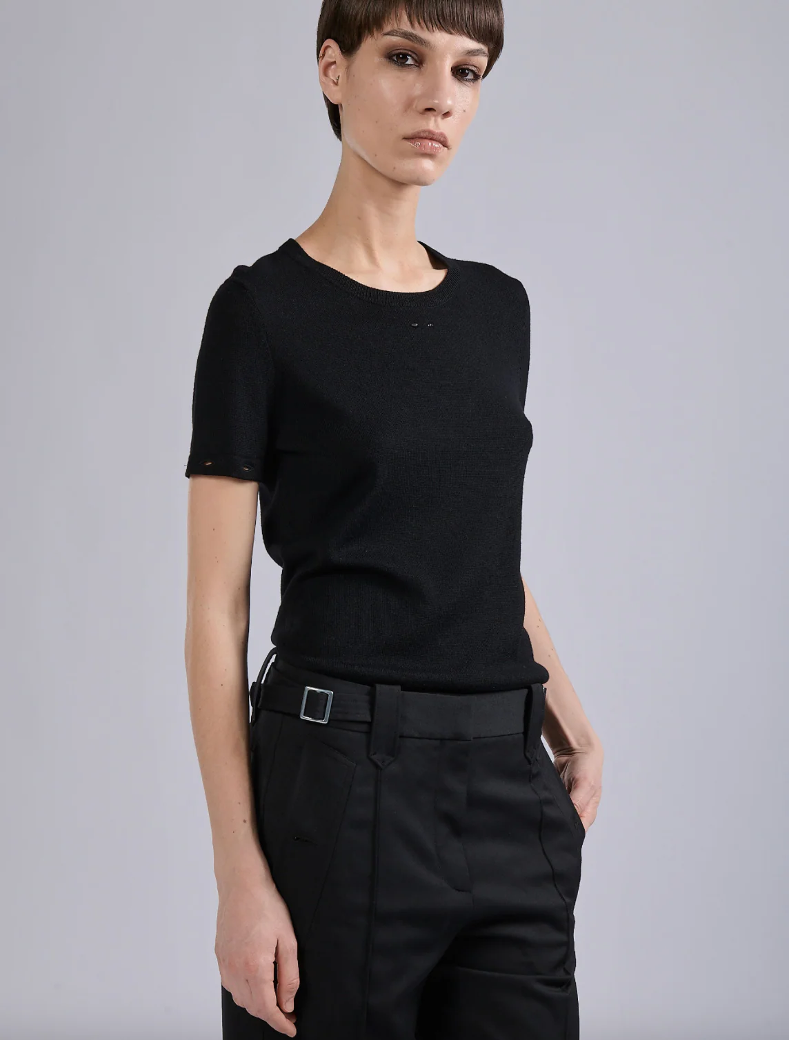 Rivet Detail Long Sleeve Knit Top - Image 4