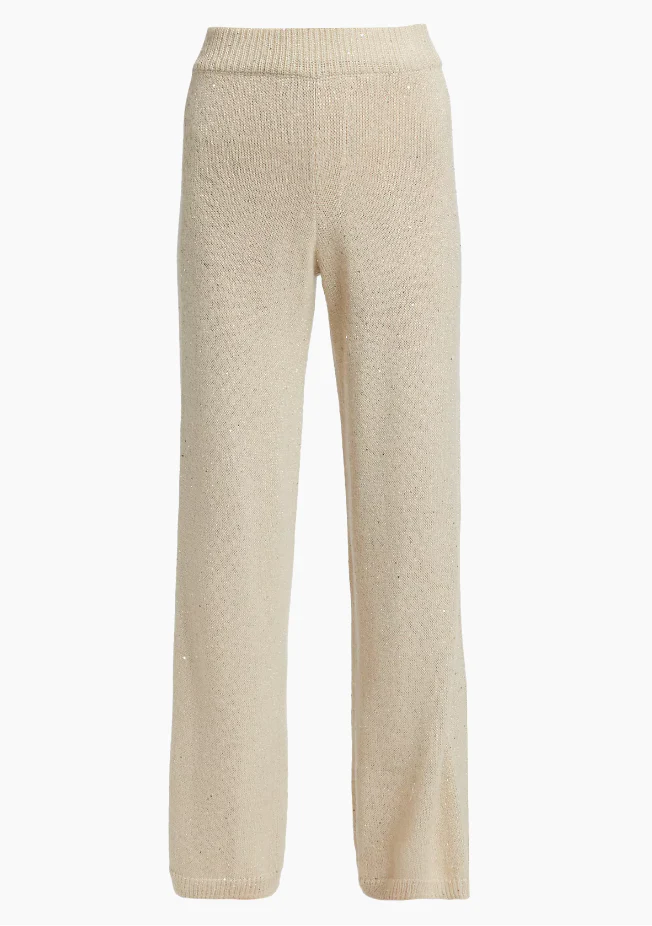 Sequin Wool Blend Wide Leg Pant - Image 2