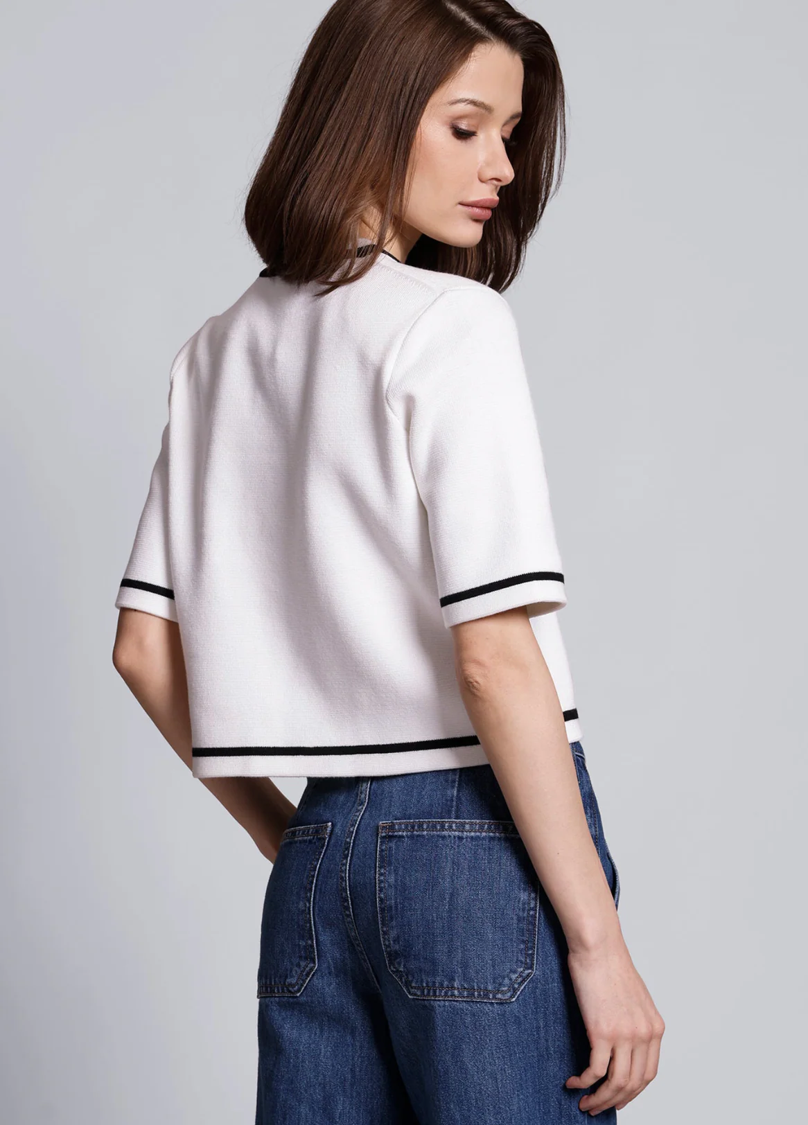 Short Sleeve Tipped Cropped Jacket - Image 5