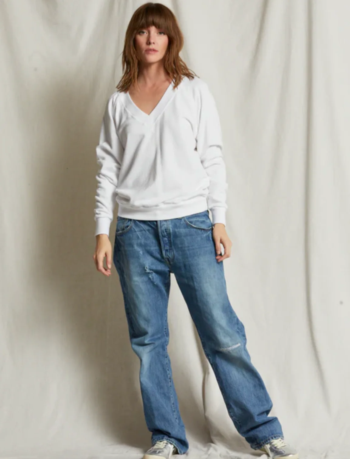 Sinead Relaxed French Terry V-Neck Sweatshirt - Image 4