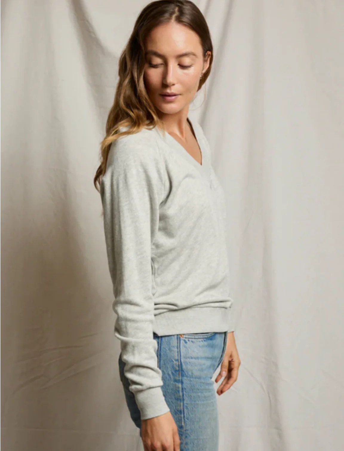 Sinead Relaxed French Terry V-Neck Sweatshirt - Image 5