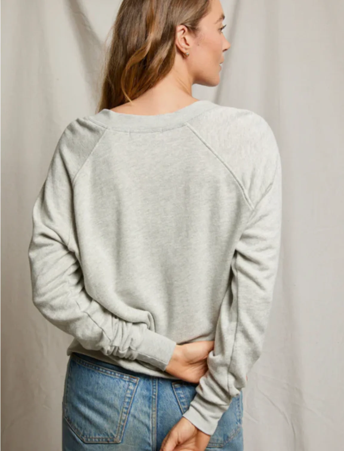 Sinead Relaxed French Terry V-Neck Sweatshirt - Image 6