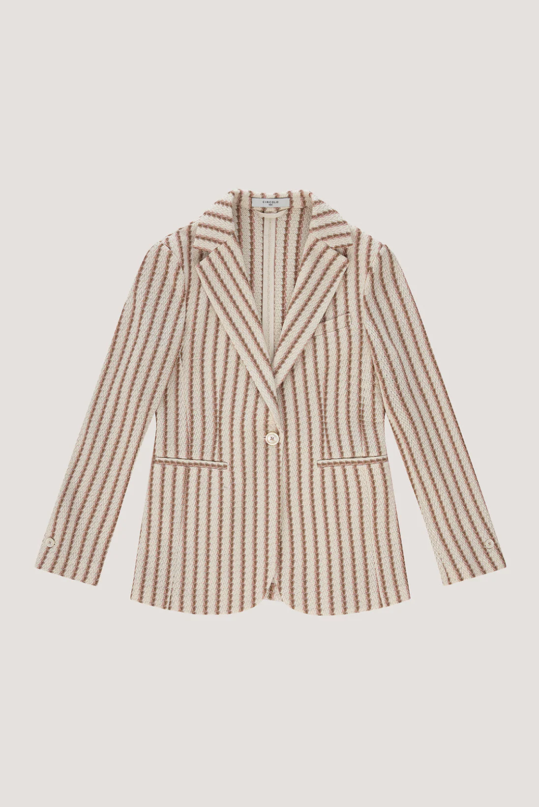Slim Long Blazer, Knitted Striped Fabric - Image 4