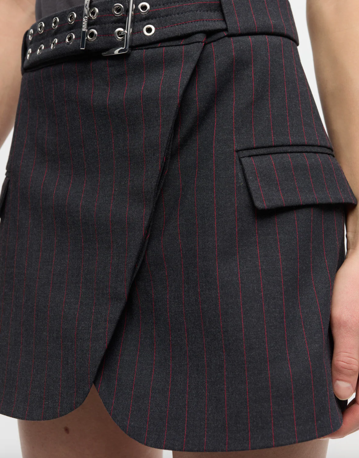 Stretch Stripe Tailoring Mini Skirt - Image 3