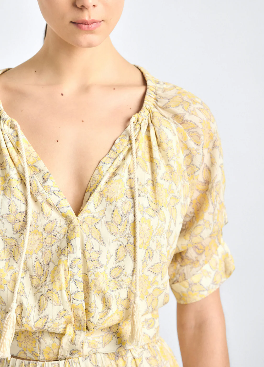 Suri Printed Voile Tuck Front Top - Image 2